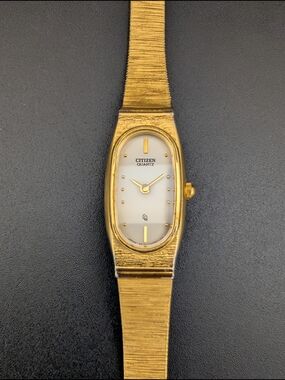 Citizen Quartz Gold Tone Slim Oval Watch